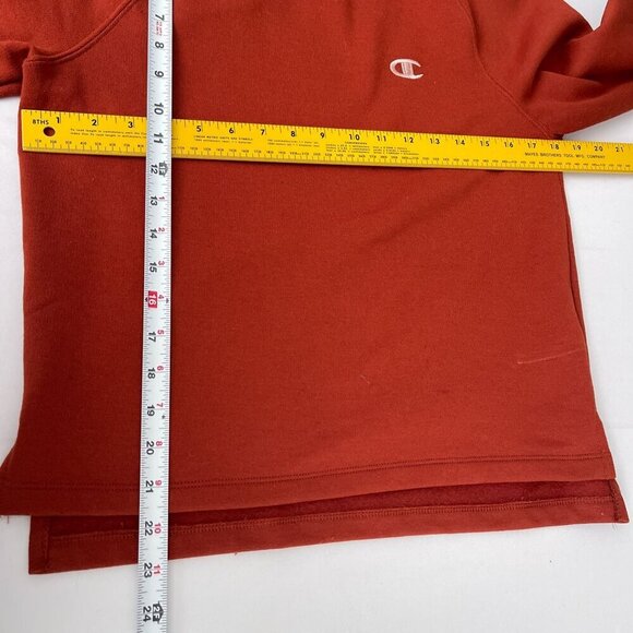 Champion Womens Mock Neck Logo Long Sleeve Split Hem Pullover Sweatshirt Red XS - Picture 7 of 9